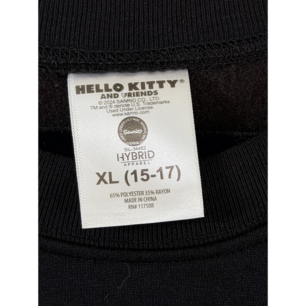 Sanrio Hello Kitty Sweatshirt Sz XL Black Graphic Kawaii Y2K Pullover - Picture 3 of 3